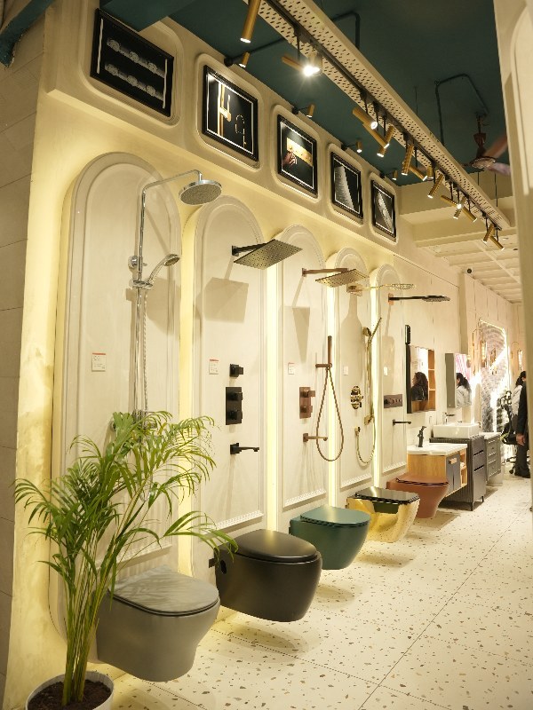 Shower panel display at HCS Home's showroom in Ambala