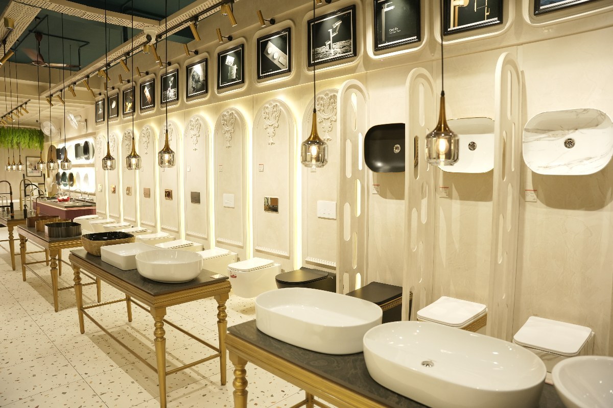 Ground-floor bathroom display at HCS Home's showroom in Ambala